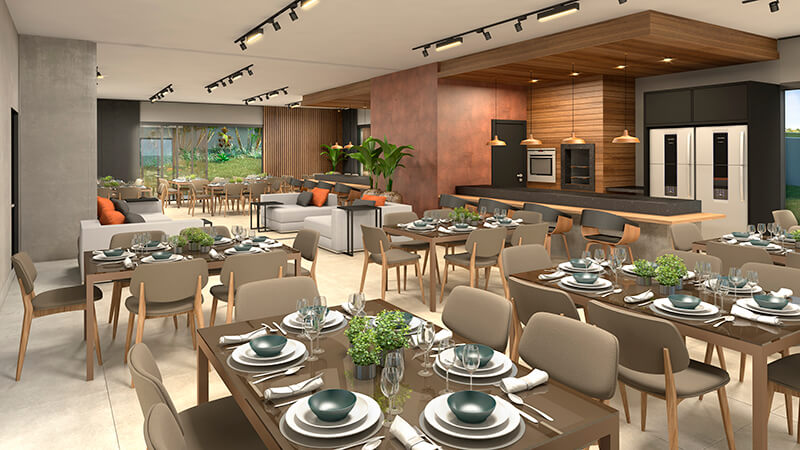 Imagem da sala de jantar das casas em Ourinhos, no Nova Alcântara